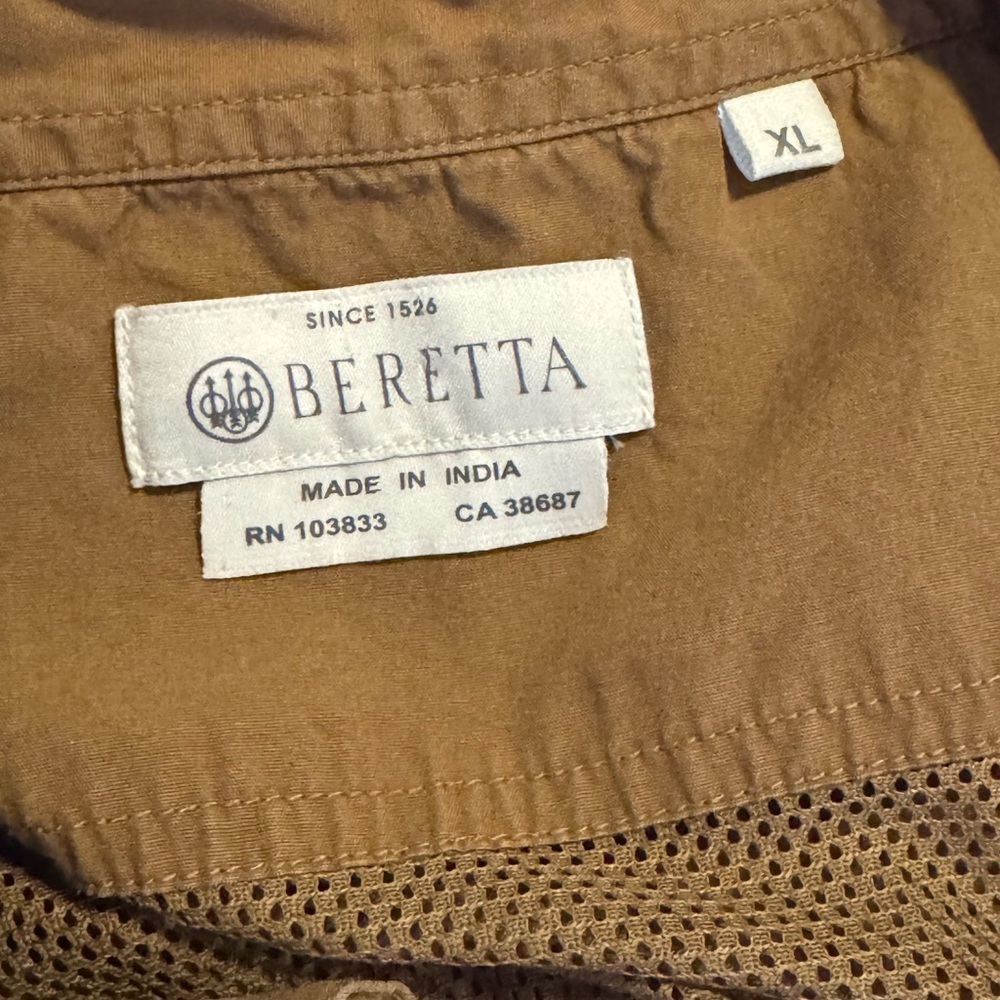 Beretta Classic Beige Button-Up Field Utility Jacket Men’s XL Cotton MultiPocket - Picture 5 of 6